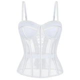 WSHKING Overbust Corset With Bra Korset Woman Strapless Bustier Top Mesh Women Lingerie Black White Sexy Lingerie