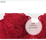 French Red 1/2 Cup Sexy Bra Set Lace Flowers Embroidery Women Underwear Push Up Brassiere and Panties Garter 3 Pieces Sets