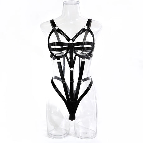 Sexy Hollow Out Bandage Body Harness Belt One Piece Bodysuit Women Erotic Sex Hot Bdsm Lingerie Open Crotch and Breasts
