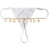Sexy Women Custom Thong with Letter Metal 12 Constellations Body Waist Chain Jewelry Panties Girl Personalize Underwear Gift