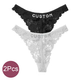 Custom Thong Panties with Name Sexy Lace Panties Shinny Letters Name Personality String Met Name Lingerie Tanga Hotwife Gifts