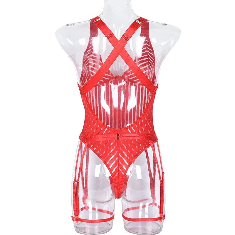 Diccvicc Women Mesh Bodysuit See Through V Neck Sexy Underwear Black Intimate Lingerie Exotic Apparel Backless Fishnet Teddies