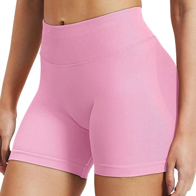 Women Seamless Yoga Leggings Summer Fitness High Waist Gym Shorts Scrunch Shorts Booty High Stretch Running Bike Pants