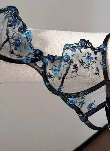 Sexy Sheer Lace Flower Embroidery Underwire Bra for Women, Large Breast Minimizer Anti‑Sagging Comfort Everyday Wear YEMOMO S‑XL