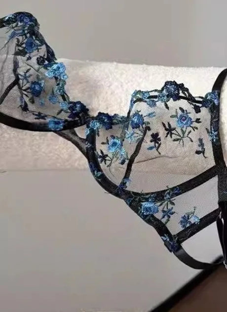 Sexy Sheer Lace Flower Embroidery Underwire Bra for Women, Large Breast Minimizer Anti‑Sagging Comfort Everyday Wear YEMOMO S‑XL