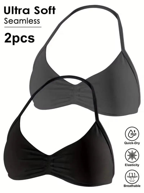 Women's High-Support Lace-Up Sports Bra - Thin-Strap Camisole, Seamless, Tight-Fit for Push-Up Training & Yoga, Gym Top