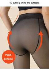 2PCS Plus Size Women's Fleece Warm Winter Tights Leggings Thick Fleece Panty Fake Translucent Pantyhose Thermal Stockings Woman