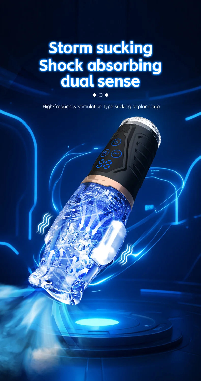 Automatic Male Masturbator Vibration Blowjob Sucking Machine Silicone Vagina Masturbation Cup Sex Toys Adult Goods for Men