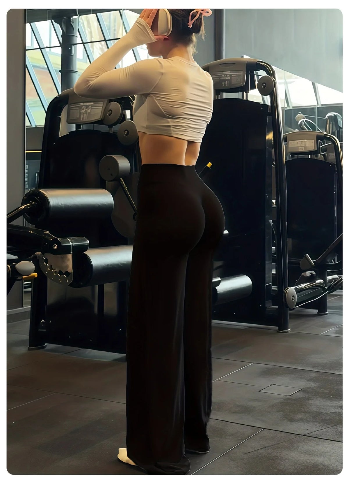 DFXEN LOGO New Women Wide Leg Yoga Pants High Waist Butt Lift Loose Fitness Gym Workout Flare Leggings Casual Sports Trousers