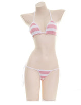 Women Sexy Lingerie Lolita Kawaii Striped Mini Bra Panties Set Japanese Anime Cosplay Underwear Naughty Erotic Costumes