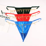 Personality Sexy Custom Name Gold Metal Letter Thong Panties Waist G-Strings Exotic Lingerie Breathable Underwear Ladies