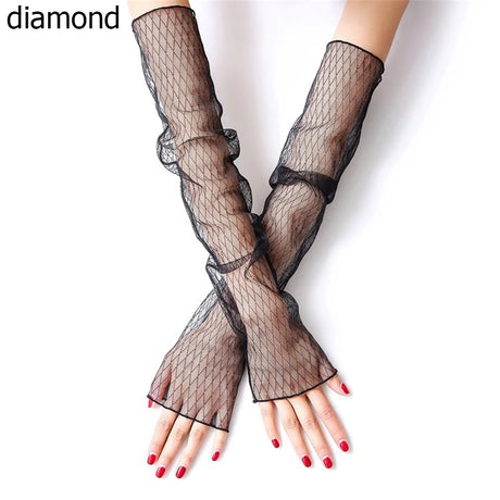 Cycling Bike Thin Arm Warmers Breathable Sunscreen Long-Sleeved Sun Protection Sleeves Driving Gloves Mesh Lace Gloves