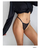 Baby Rhinestone Letter Sexy Thongs Women's Mesh Breathable Thin Perspective Underwear Low Waist Hollow Out Erotic Briefs String