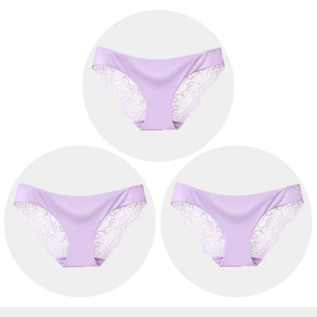 Women's Seamless Underwear Leopard Intimate Women Sexy Lace Black Floral Panties Seamless Panty 3pcs/set