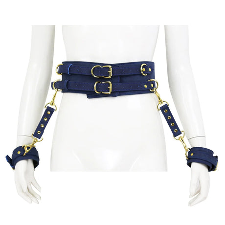 Leather BDSM Harness Woman Accessories Set Fetish Lingerie Body Bondage Gear Waist Thigh Restraints Cuffs Garter Belt Sex Toys