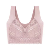 WomenBeautiful Back Bra Large Size Fat Mm Bra Gathered and Traceless Thin Cotton Strapless Underwear Without Steel Ring Vest