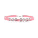 Sexy Rhinestone Letters Hotwife Collar Choker for Women Men DIY Customized Necklaces Pink Suede Leather Cosplay Jewelry Gift