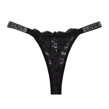 Lingerie Crystal Lace Flower Panties Cotton Crotch Embroidery Seamless Thong Underpants Low-waist Bikini Underwear Women Gifts