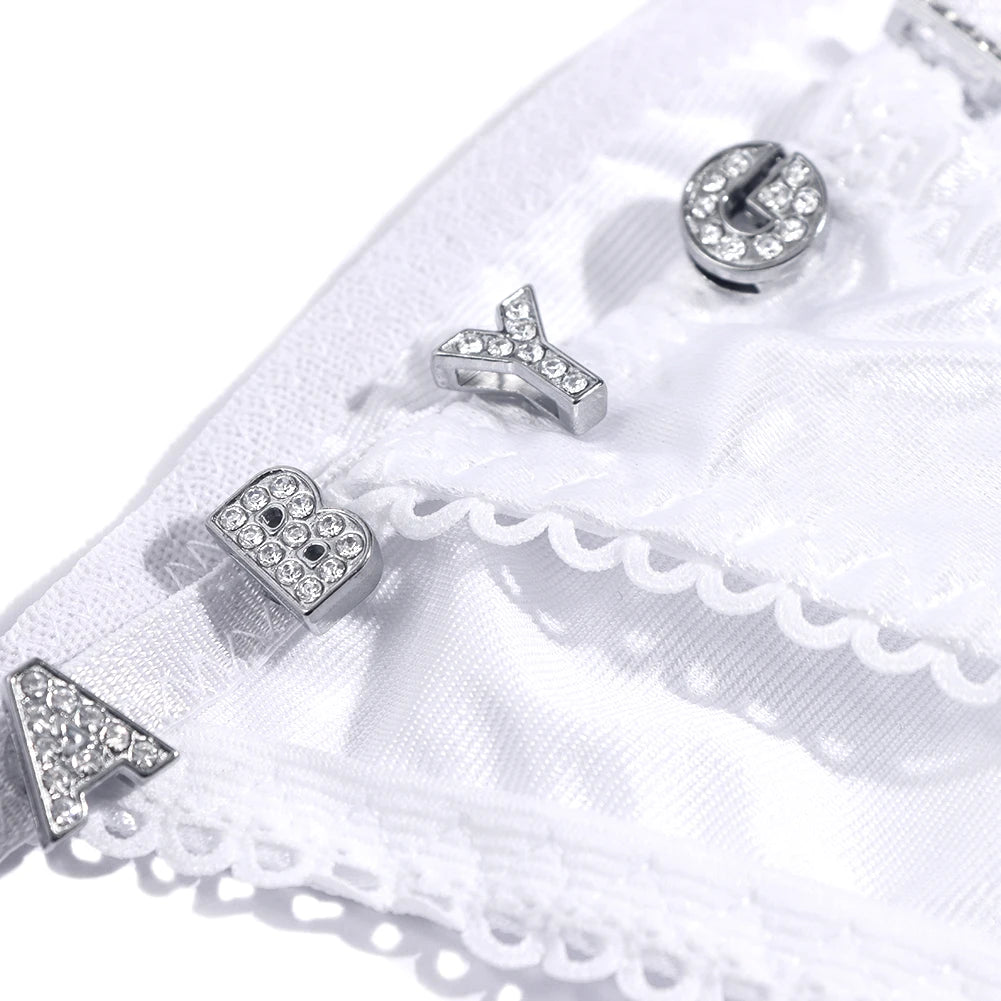 Custom Thongs With Jewelry DIY Crystal Letter Name Low-rise Briefs T-back String Underwear For Women Sexy Nightclub Body Jewelry