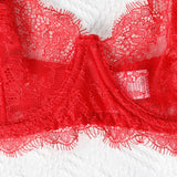Ellolace Solid Women's Lingerie Sets Seductive Halter Bra Garter Thong 3PC with Leg Circles Sexy Lace Intimate Women Underwear
