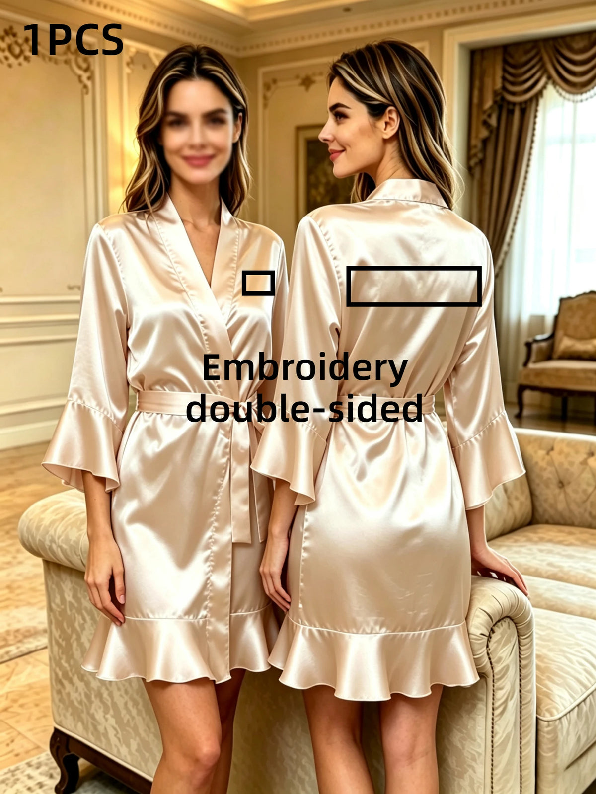 Custom Name Embroidery Satin Kimono Robe Personalized Name Bridesmaid Bride Wedding Getting Ready Morning Robe Bridal Party Gift