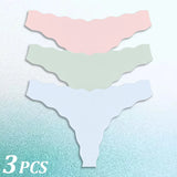 3PCS Women Seamless Panties Wavy Design Ultra-thin Panties Women Ice Silk Underwear Sexy Panty Low Waist G-string Female Solid