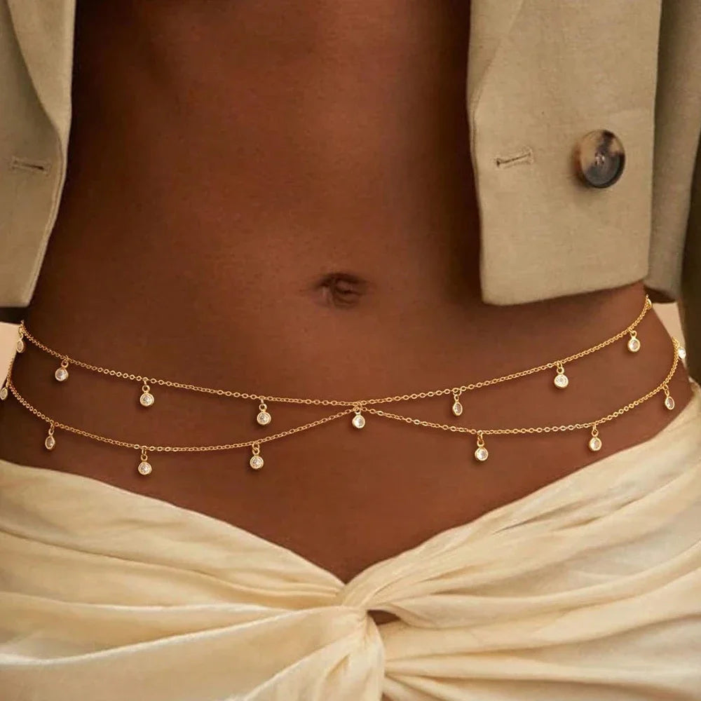 Bohemian Style Multi-Layer Sexy Bikini Set With Tassel, Waist Chain, Belly Button Jewelry, Suitable For Summer Beach, Vacation, Party, Women