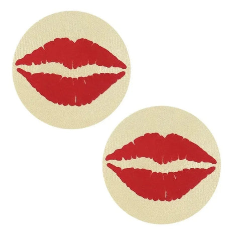 8pcs KISS Red Lip Print Shape Women Self-Adhesive Disposable Satin Nipple Cover Breast Pasties Stickers for Strapless Clothes