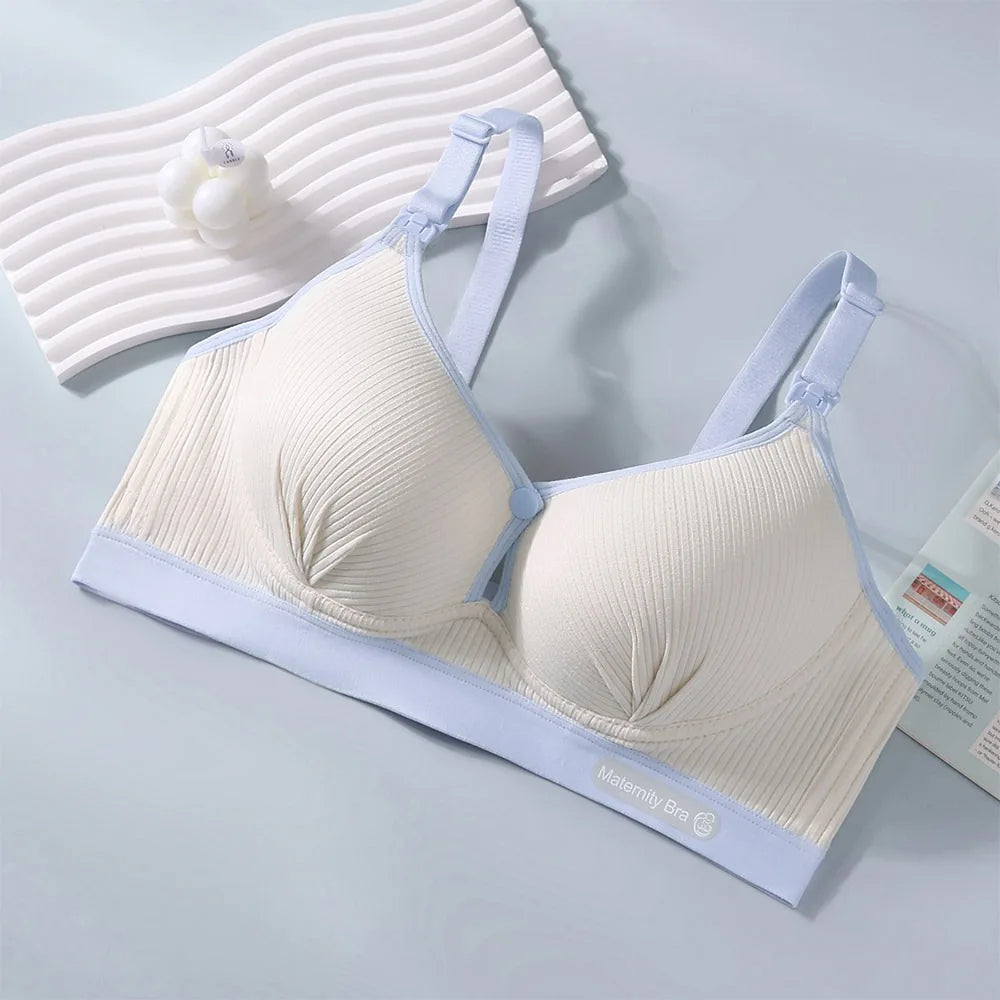 Double Buckle Nursing Bra Anti-sagging Breathable Pregnancy Bralette Pure Cotton Comfortable Nursing Bralette for Breastfeeding