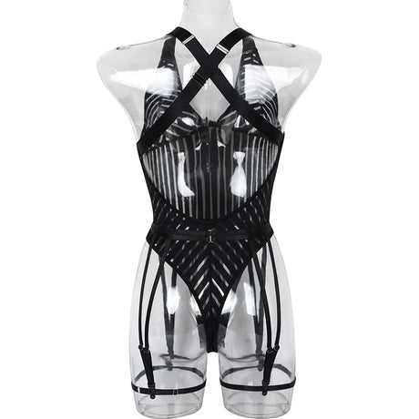 Diccvicc Women Mesh Bodysuit See Through V Neck Sexy Underwear Black Intimate Lingerie Exotic Apparel Backless Fishnet Teddies