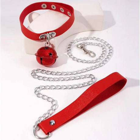 Leather Choker Heart Collar and Leash with Chains Bdsm Choker Submissive Collar for Female Fetishists BDSM Sex Leash Punk Goth