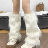 1/2Pairs Artificial Fur Plush Leg Warmers Women Autumn Winter Thermal Long Socks Girls Fashion Japanese Knee-length Stockings