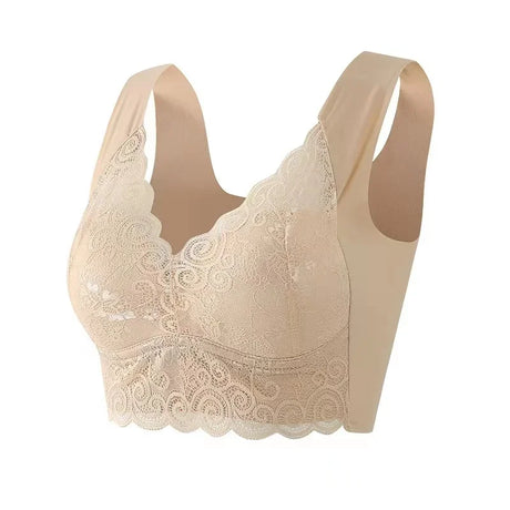 WomenBeautiful Back Bra Large Size Fat Mm Bra Gathered and Traceless Thin Cotton Strapless Underwear Without Steel Ring Vest