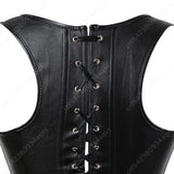 Women Corset Bustier Steampunk Zipper Corset Top Black Leather Corset With Straps