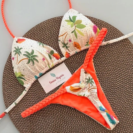 2026 New Bikinis Women Swimsuit Sexy Swimwear Halter Bikini Set Lace-up Biquine Brasileiro Thong Print Beachwear Party Wear
