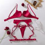 Sexy Strappy Lingerie Set Very Naughty Lingerie Garter Belt Push Up Bra Thong Harness Underwear Women Complete Intimate Outfits