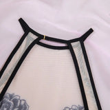 Toucheart Erotic Bodysuit Women's Printed Mesh Jumpsuit Sexy Intimate Hollow See-through Backless One-piece Underwear for Women