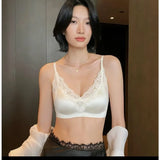 Women's Lace Backless Bras Plunge Strappy Bralette Soft Support Seamless Invisible Underwear Cami Top Plus Size Push Up
