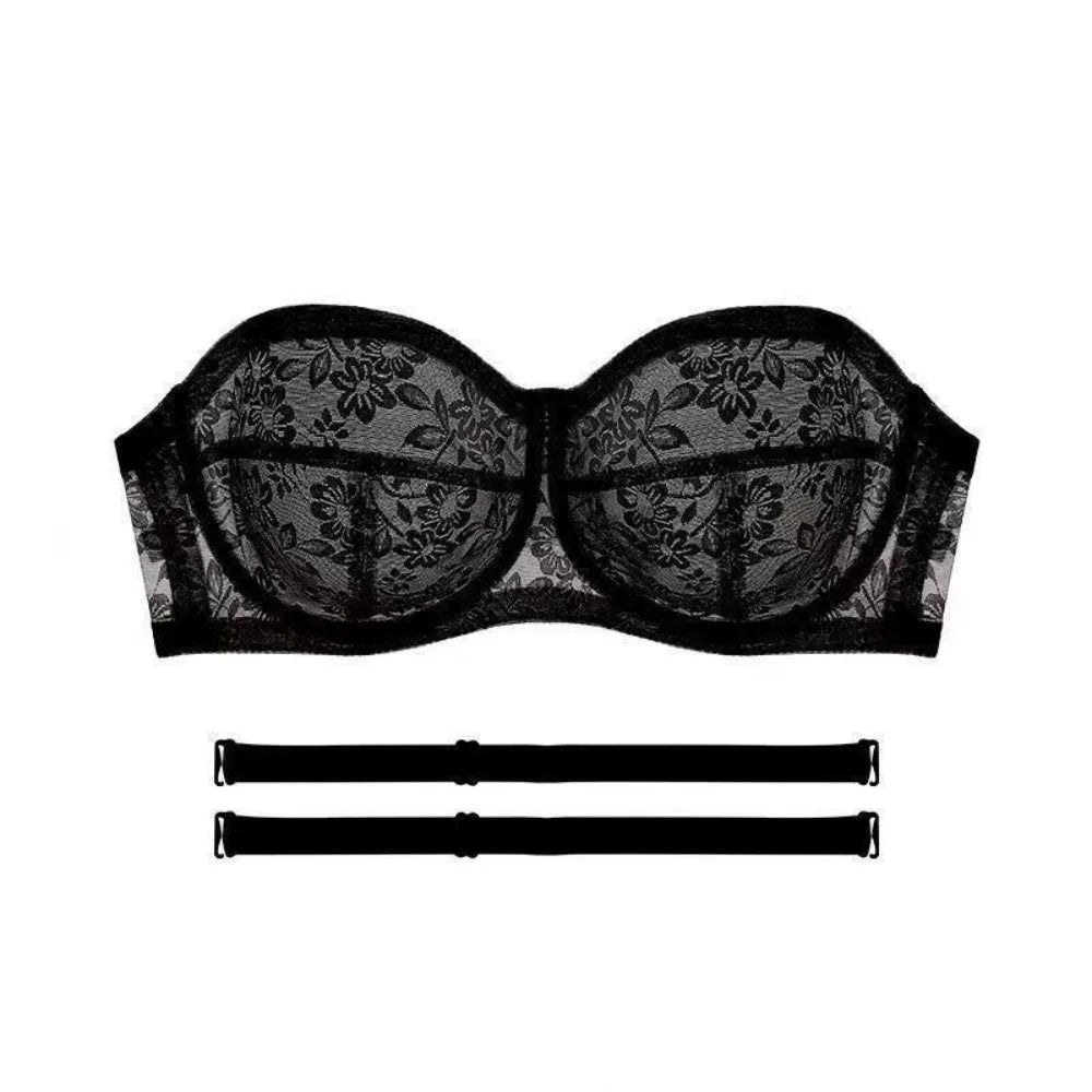 Mesh Thin Lace Transparent Bra Close-fitting Shockproof Seamless Invisible Bra Anti-sagging Lingerie Push Up Underwear Wedding
