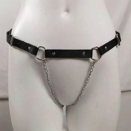 18 Leather Bondage Sleepwear Open Crotch Porn PU Garter Belt Lingerie Metal Chain Women Hot Babydoll Dress Strap Leg Sexy Briefs