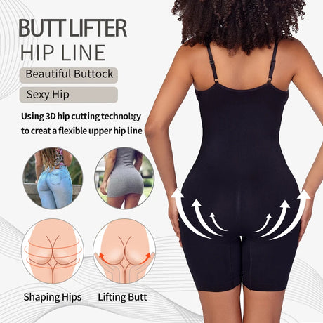 Women V Neck Shapewear Tummy Control Bodysuit Breathable Tank Top Sexy Adjustable Strap Full Body Shaper High Stretch Anti Chafing Faja Invisable Comfortable Shorts Slimming Waist Trainer Butt Lifter 3 Colors Available