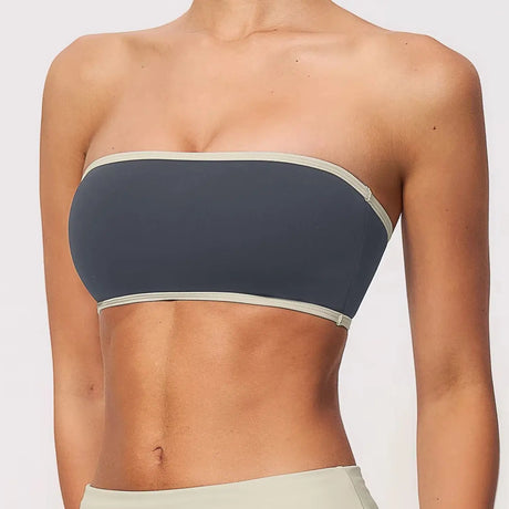 Summer Strapless Sports Bra Color blocked Women Quick-Drying Yoga Bra Women's Tube Top Fitness Chest Wrap Underwear Workout Bras