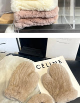 Hot Sale Women's 100% Natural Rabbit Fur Winter Gloves Warm Knit Thick Thermal Mittens Soft Real Fur Outdoor Cold Weather Glove