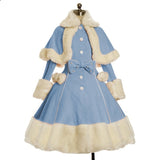 Thicken Christmas Dress Xmas Cloak Princess Cosplay Costume Red Winter Dress Women Long Sleeved Gown Furry Anime Role Outfit