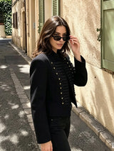 Women Vintage Slim Jacket Spring Women Trends Elegant Napoleon Jackets Ladies High Street Chic Shoulder Padded Blazer
