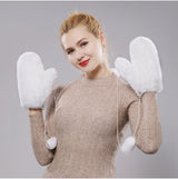Hot Sale Women's 100% Natural Rabbit Fur Winter Gloves Warm Knit Thick Thermal Mittens Soft Real Fur Outdoor Cold Weather Glove