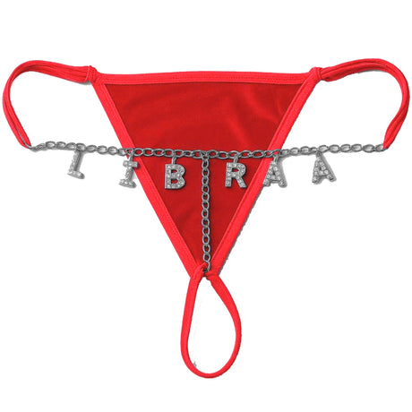 Custom Chain Thong With Name Letters Shiny String Hotwife Gifts Customized Lingerie Lace Panties String Name Personalized Gift
