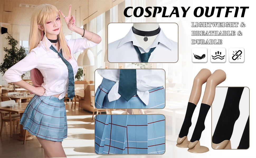 Kitagawa Marin Cosplay Anime My Dress Up Darling Kitagawa Marin Cosplay Costume Dresses Womens Japanese School Girl Uniform COS