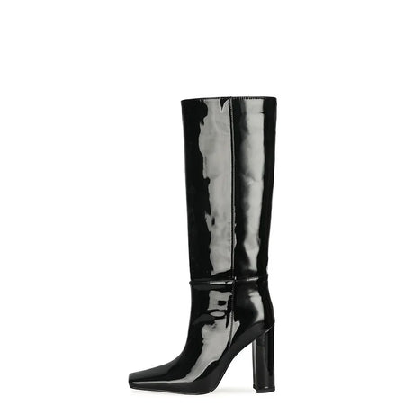 2024 NEW Fashion High Tube Knee High Boots 10cm/6.5cm Thick Heel 21 Colors Women Short Plush Boots Size 45 Winter Leather Shoes