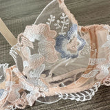 M-XL Luxury Ladies Underwear Floral Embroidery Ultrathin Transparent Lingerie Sets For Women Sexy Push Up Gather Bra Panties